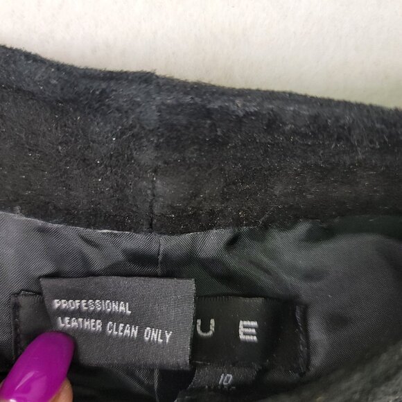 Revue Womens Genuine Leather Black Suede Pants Size 10 Mid-Rise Straight Leg - Picture 6 of 13